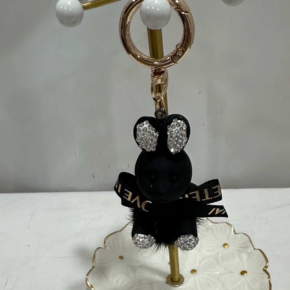 Black rhinestone purse, charm, rabbit fashionable design NWT